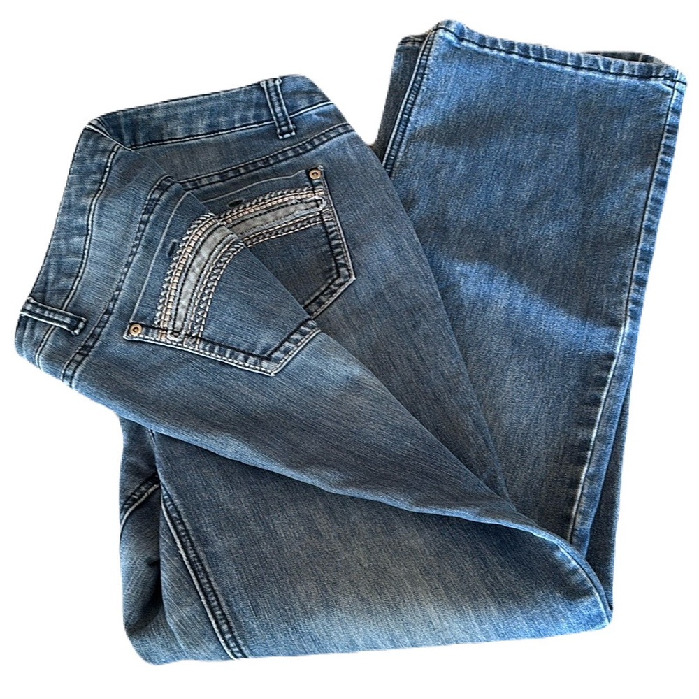 Christopher & Banks Blue Straight Leg Jeans Sz 12 Embroidered pockets